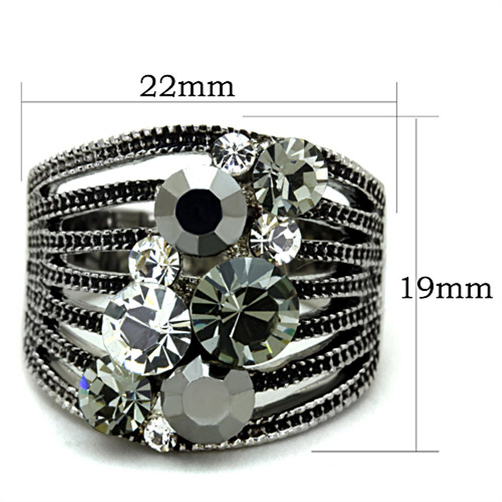 Womens Stainless Steel 316 Top Grade Crystal Vintage Cluster Cocktail Ring Image 2
