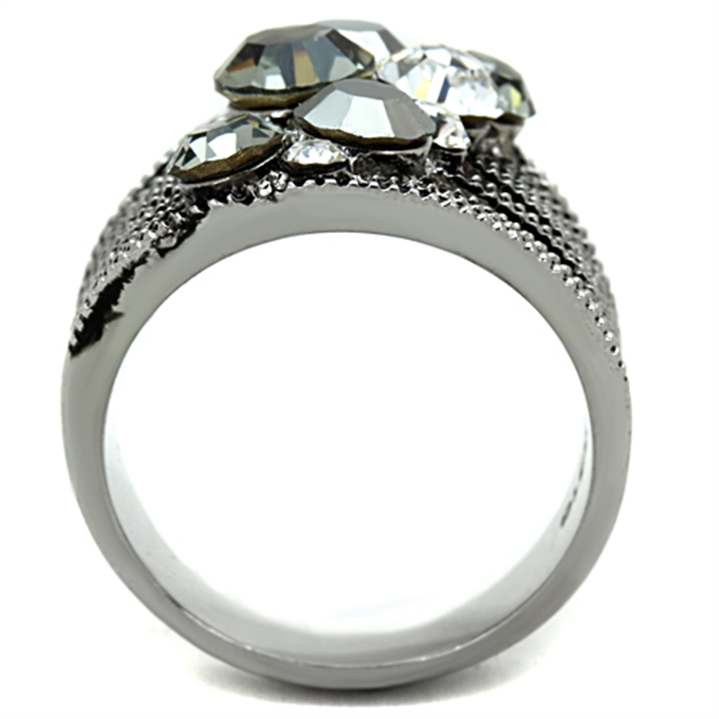 Womens Stainless Steel 316 Top Grade Crystal Vintage Cluster Cocktail Ring Image 3