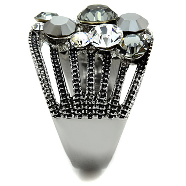 Womens Stainless Steel 316 Top Grade Crystal Vintage Cluster Cocktail Ring Image 4