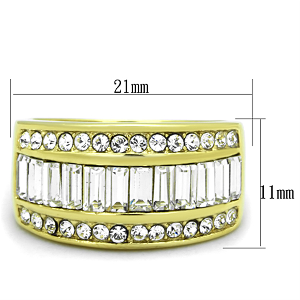 Women's Stainless Steel 316 Crystals 14K Gold Ion Plated Anniversary Ring Image 2