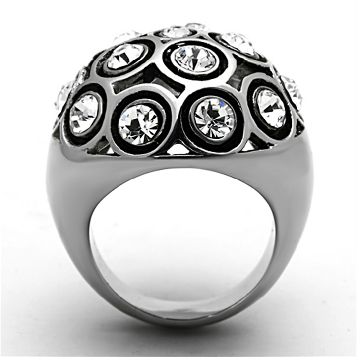 Womens Stainless Steel 316 3.78 Carat Crystal Dome Cocktail Fashion Ring Image 3