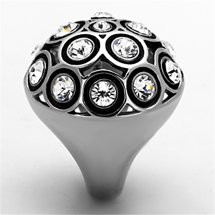 Womens Stainless Steel 316 3.78 Carat Crystal Dome Cocktail Fashion Ring Image 4