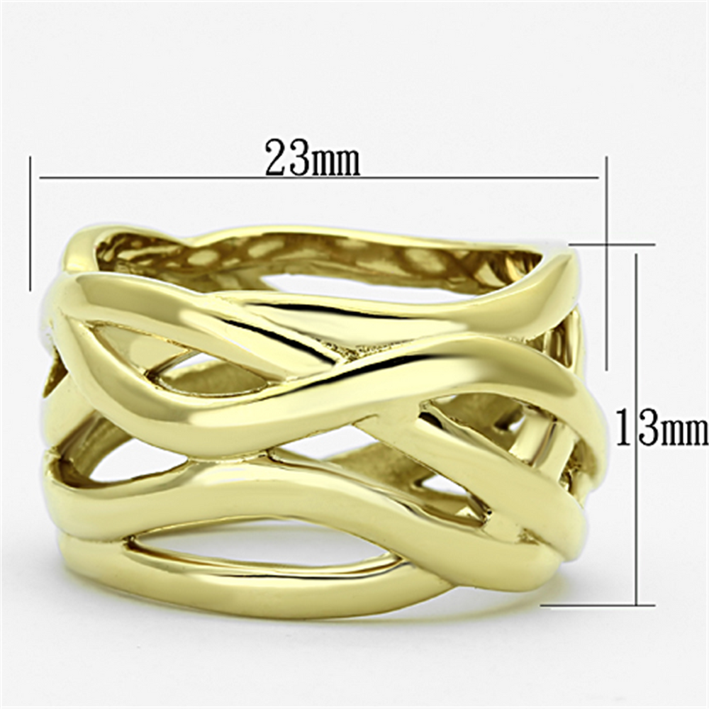 Womens Stainless Steel 316 14K Gold Ion Plated 13Mm Wide Fashion Ring Band Image 2