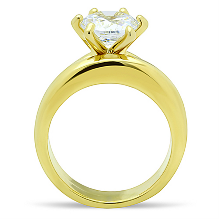Women's Stainless Steel 316 2.05 Carat Zirconia Gold Plated Wedding Ring Set Image 3