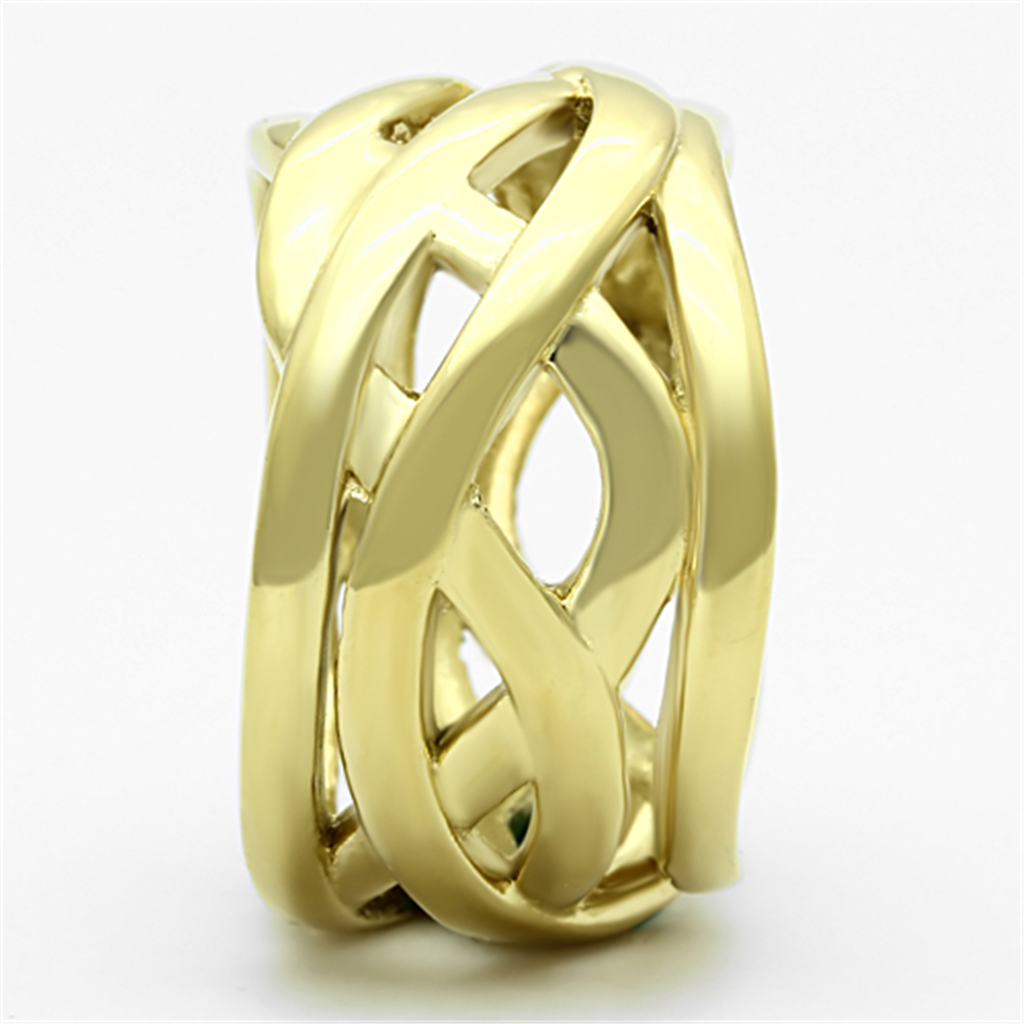 Womens Stainless Steel 316 14K Gold Ion Plated 13Mm Wide Fashion Ring Band Image 4