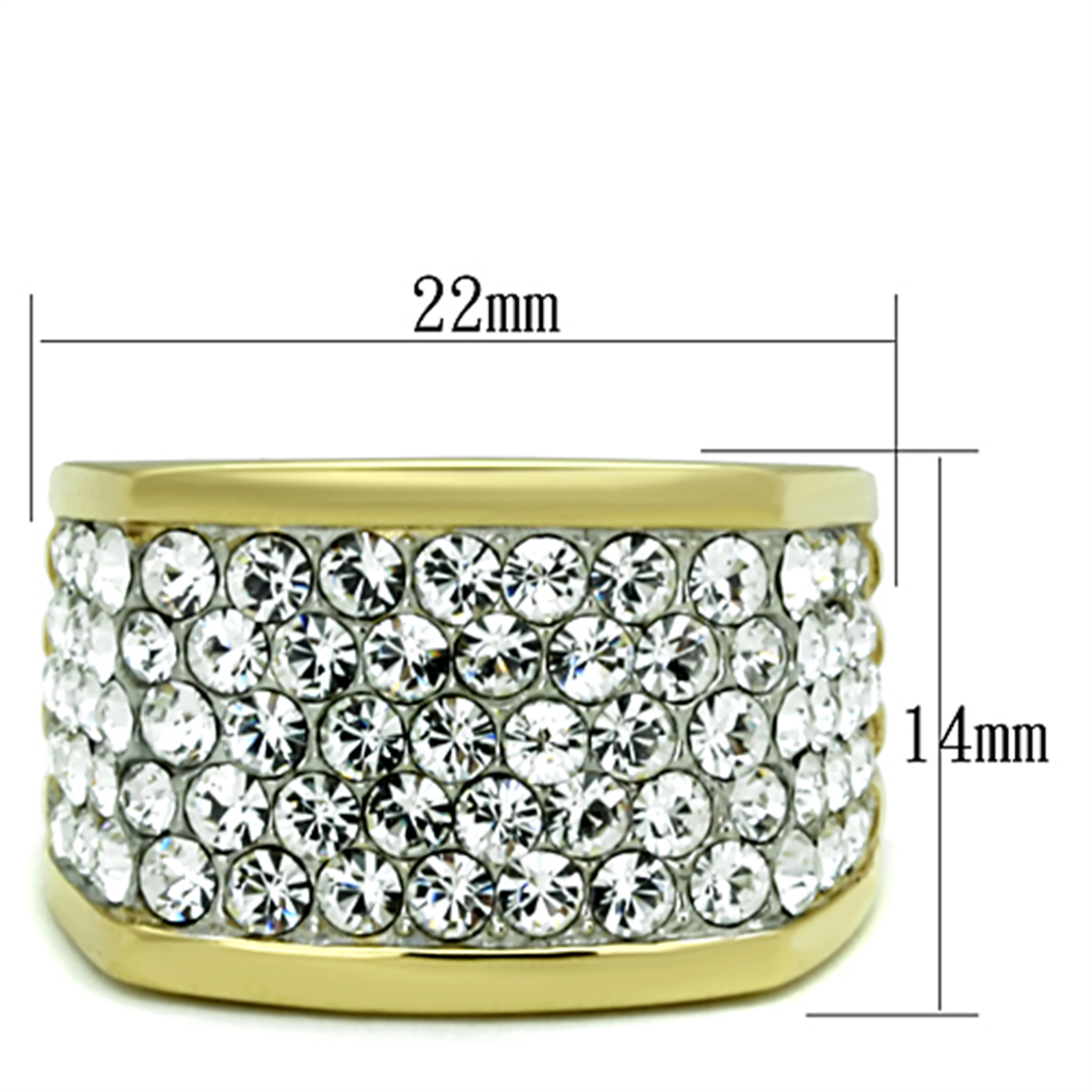 Womens Stainless Steel 316 14K Gold Plated Crystal Cocktail Fashion Ring Image 2