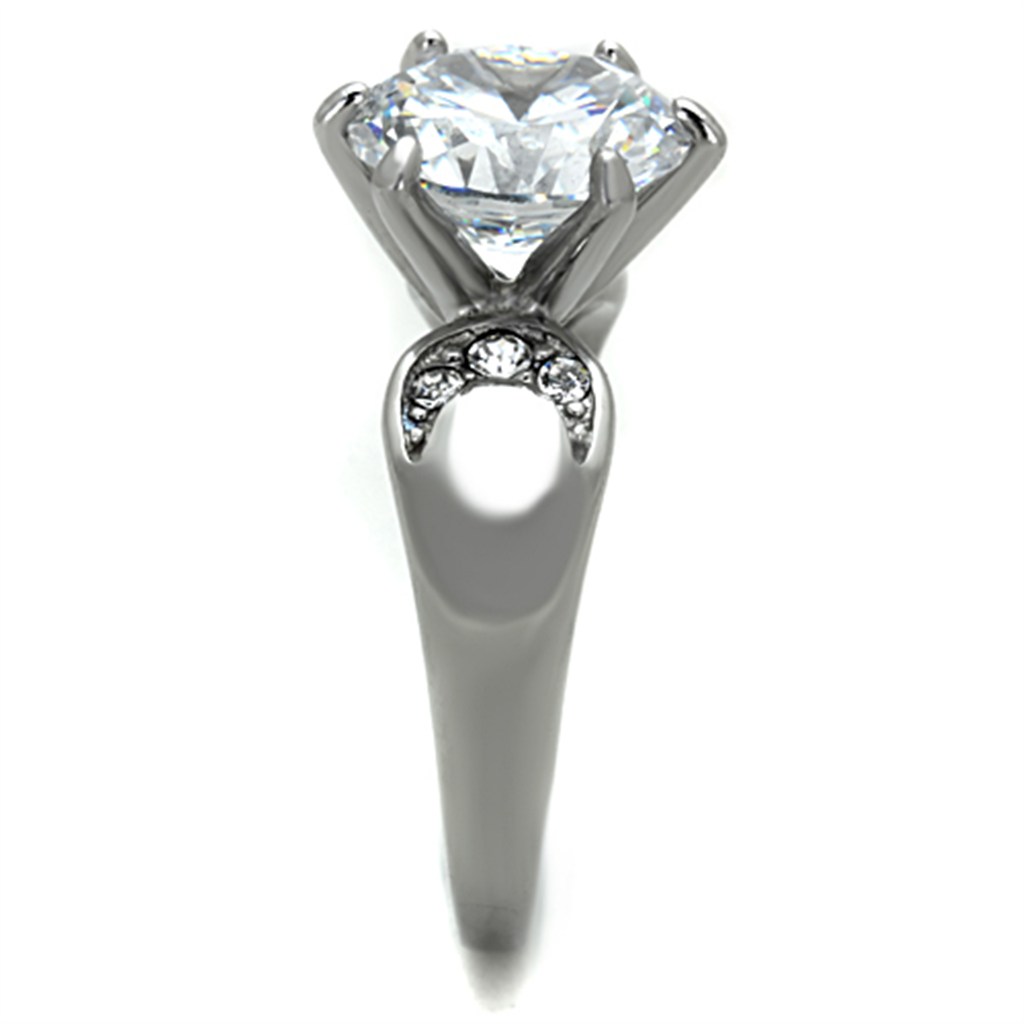 Womens Stainless Steel 316 Round Cut 3.9 Carat Cubic Zirconia Engagement Ring Image 4