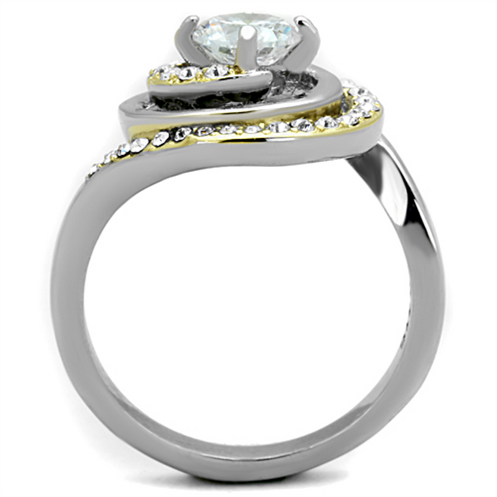 Women's Stainless Steel 316 Round Cut 1 Ct Zirconia Two Toned Engagement Ring Image 3