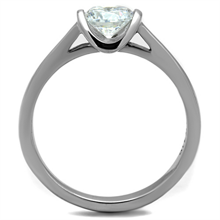Womens Stainless Steel 316 Round Cut .85 Carat Cubic Zirconia Engagement Ring Image 3