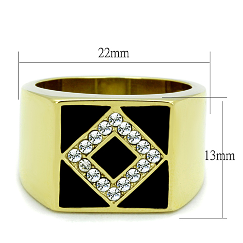 Mens Stainless Steel 316 Crystal And Epoxy 14K Gold Ion Plated Mens Ring Image 2