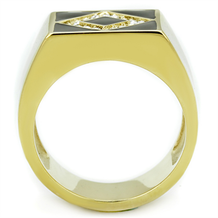 Mens Stainless Steel 316 Crystal And Epoxy 14K Gold Ion Plated Mens Ring Image 3