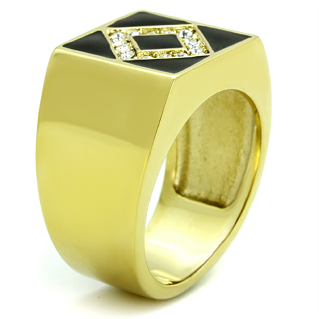 Mens Stainless Steel 316 Crystal And Epoxy 14K Gold Ion Plated Mens Ring Image 4