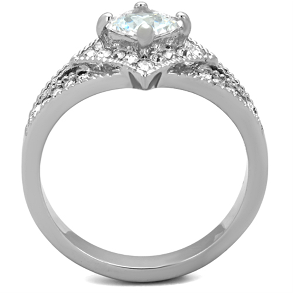 Womens Stainless Steel 316 Cushion Cut 1 Carat Cubic Zirconia Engagement Ring Image 3
