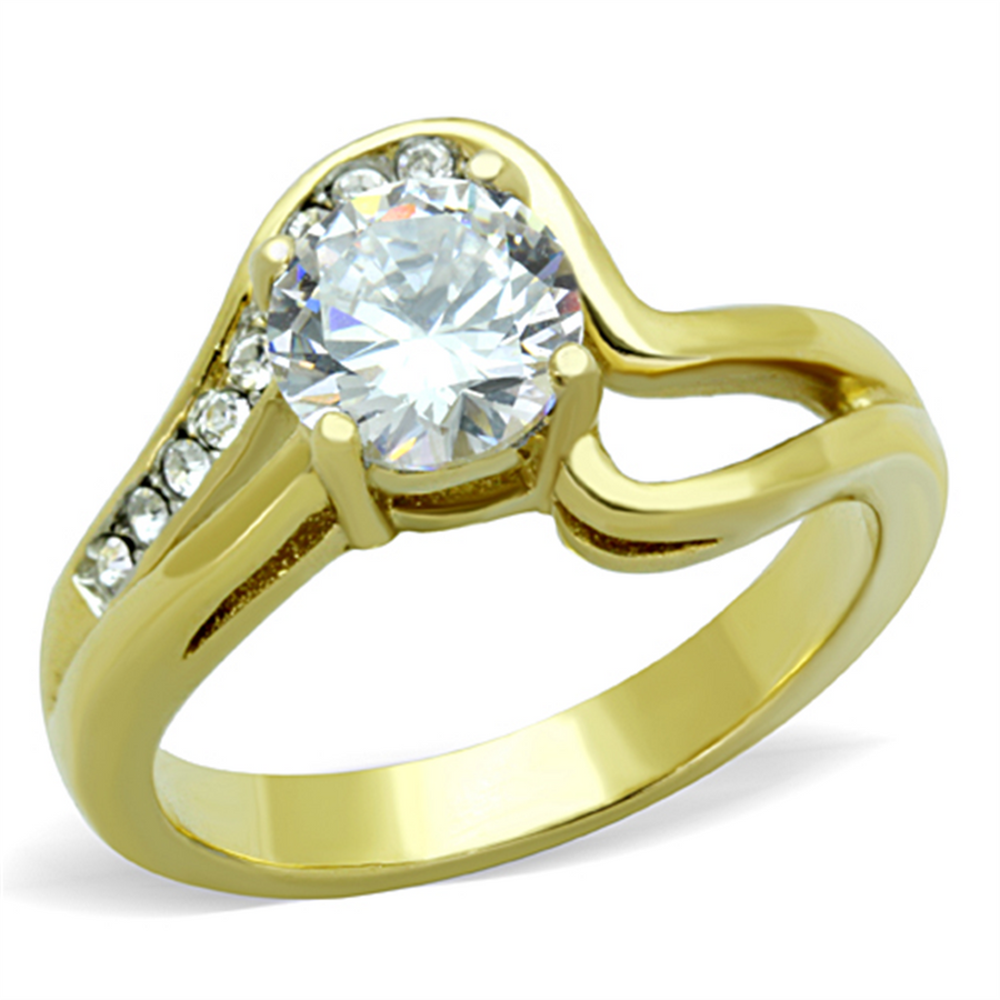Women's Stainless Steel 316 1.325 Carat Zirconia Gold Plated Engagement Ring Image 1