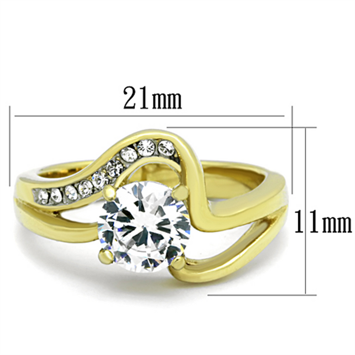 Women's Stainless Steel 316 1.325 Carat Zirconia Gold Plated Engagement Ring Image 2