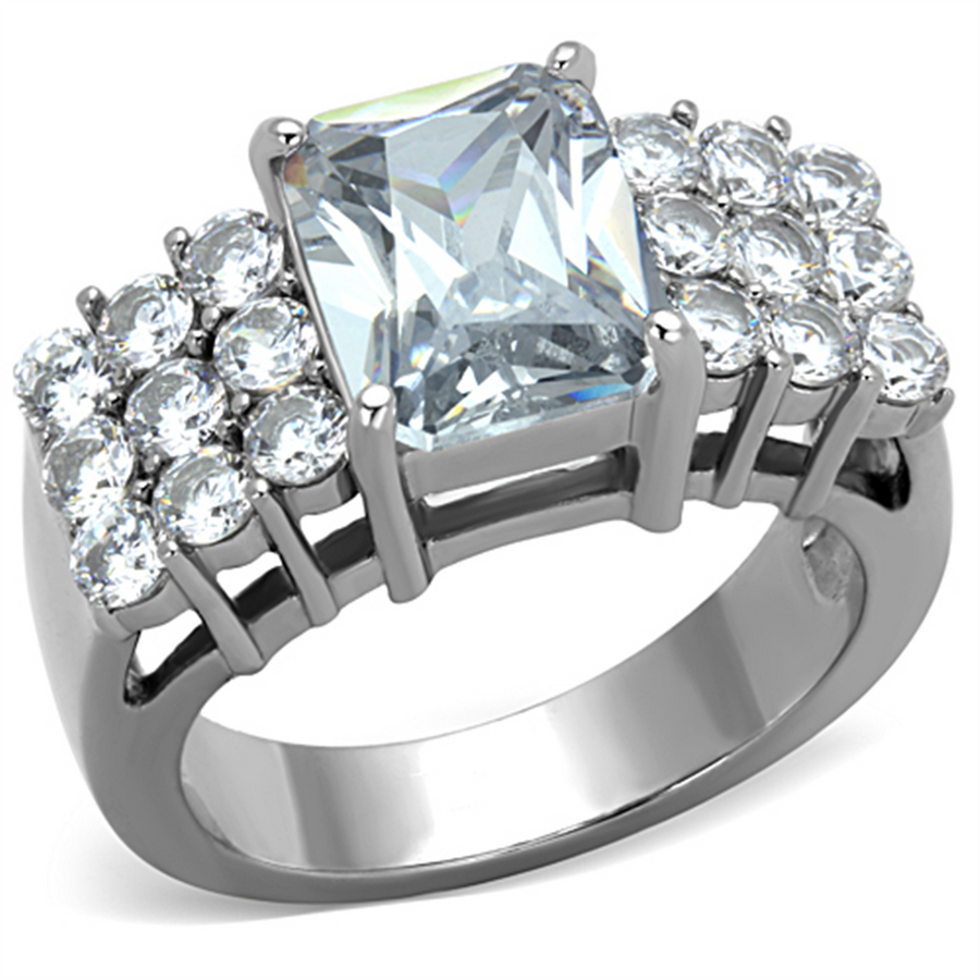 Women's Stainless Steel 316 Radiant Cut 4.57 Carat Zirconia Engagement Ring Image 1