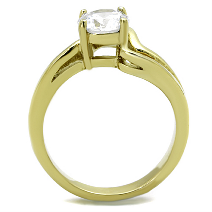 Women's Stainless Steel 316 1.325 Carat Zirconia Gold Plated Engagement Ring Image 3
