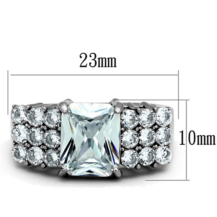 Women's Stainless Steel 316 Radiant Cut 4.57 Carat Zirconia Engagement Ring Image 2