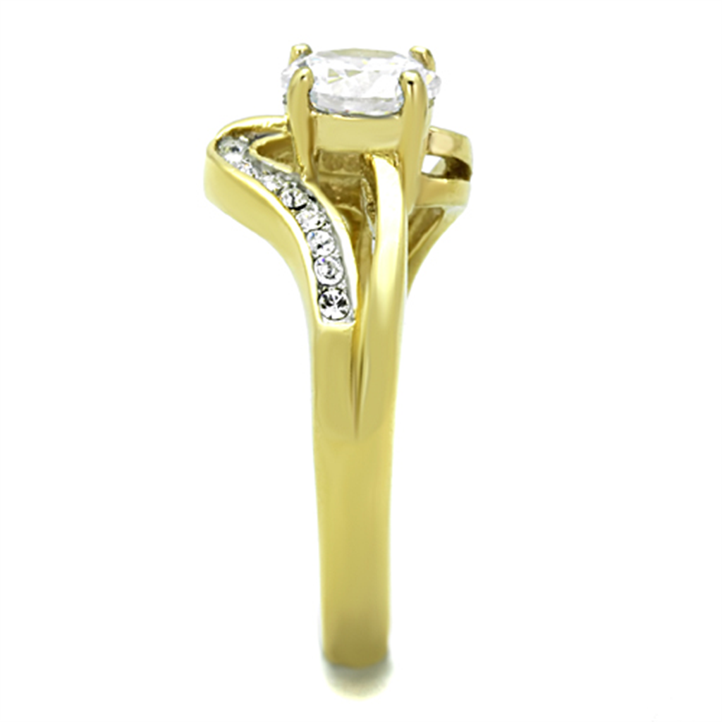 Women's Stainless Steel 316 1.325 Carat Zirconia Gold Plated Engagement Ring Image 4