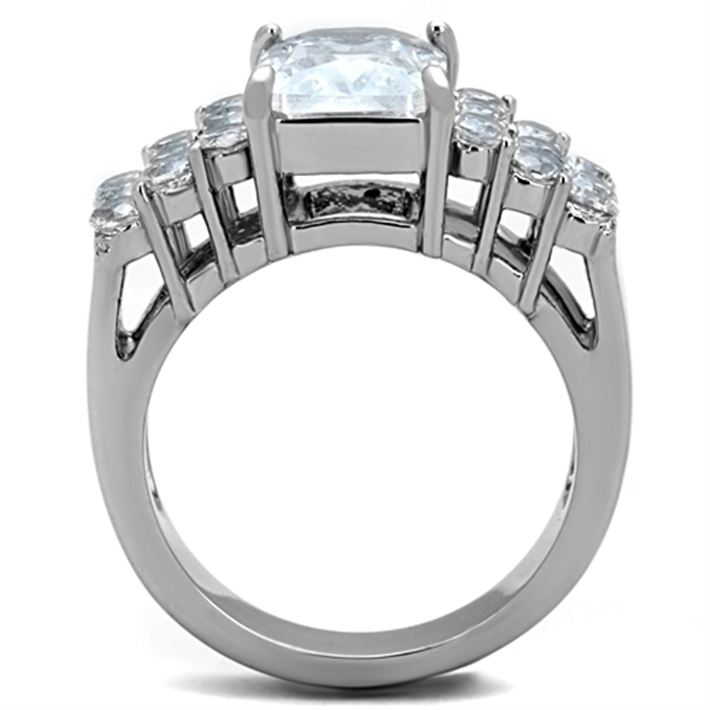 Womens Stainless Steel 316 Radiant Cut 4.57 Carat Zirconia Engagement Ring Image 3