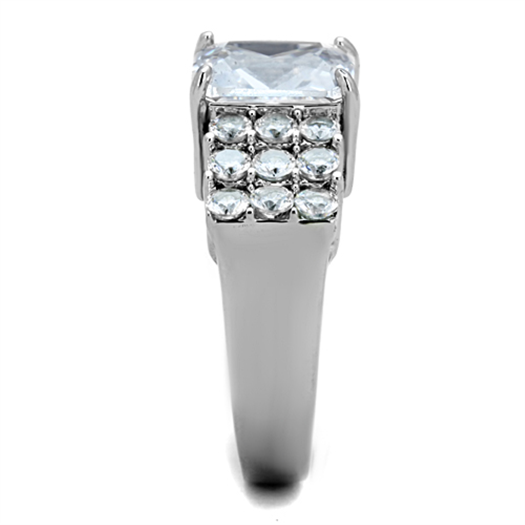 Women's Stainless Steel 316 Radiant Cut 4.57 Carat Zirconia Engagement Ring Image 4