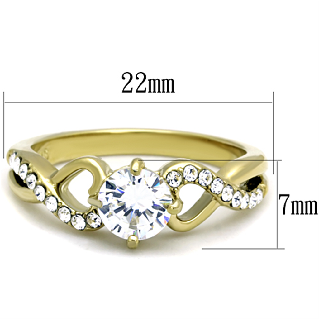 Women's Stainless Steel 316 .89 Carat Zircona 14K Gold Plated Engagement Ring Image 2
