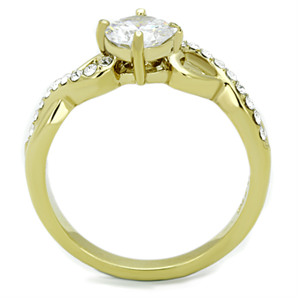 Women's Stainless Steel 316 .89 Carat Zircona 14K Gold Plated Engagement Ring Image 3