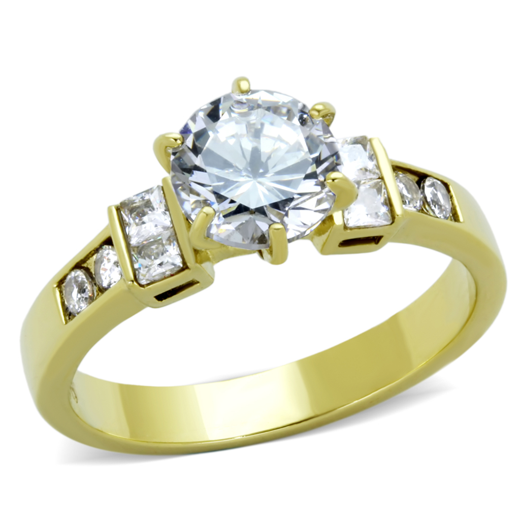 Womens Stainless Steel 316 1.25 Carat Zirconia Gold Plated Engagement Ring Image 1