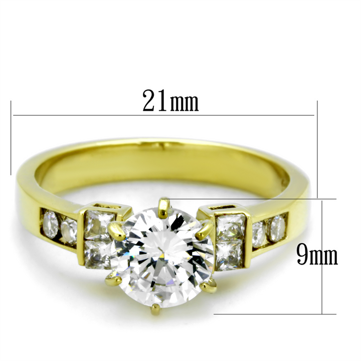 Womens Stainless Steel 316 1.25 Carat Zirconia Gold Plated Engagement Ring Image 2