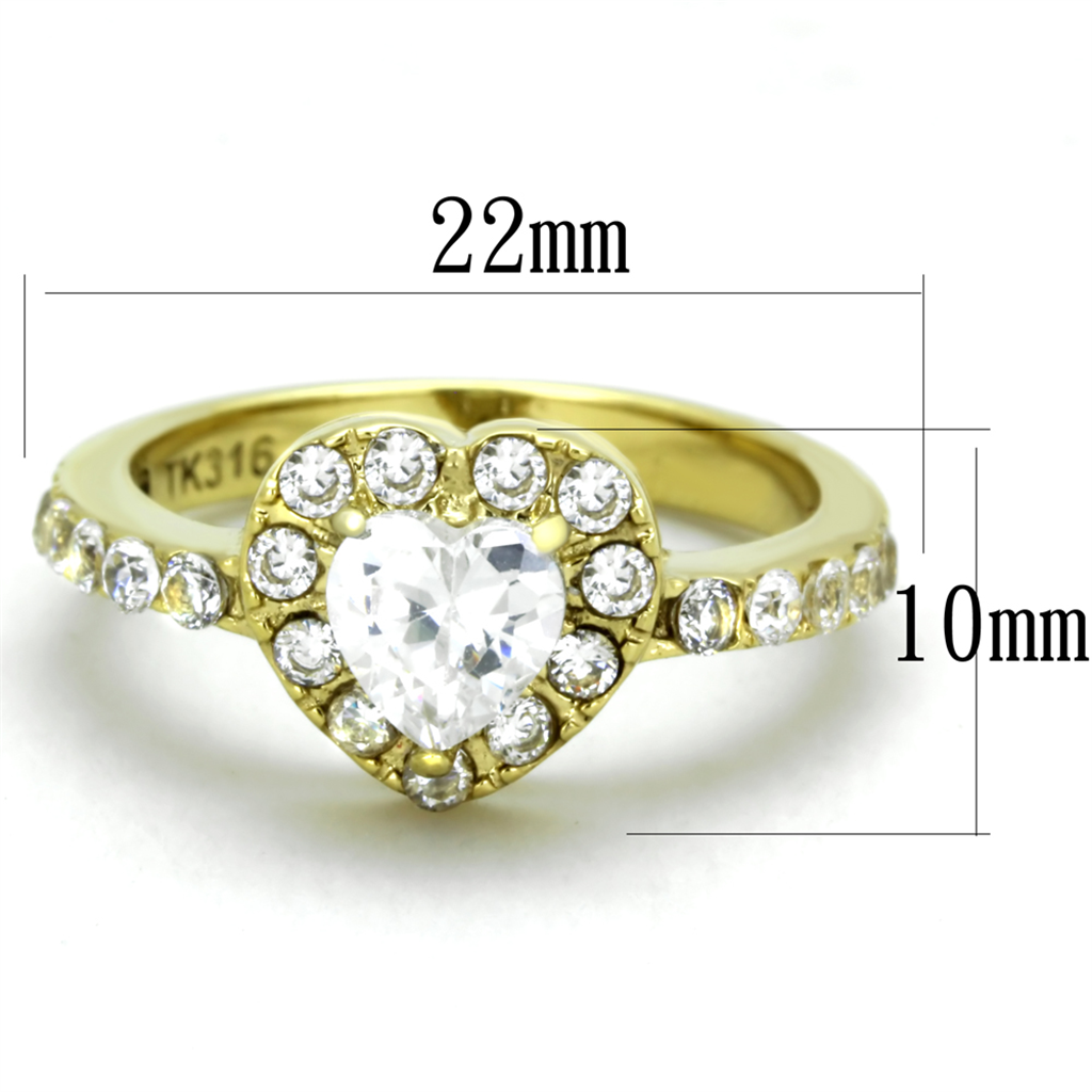 Women's Stainless Steel 316, 1.38 Ct Zirconia Gold Plated Halo Engagement Ring Image 2