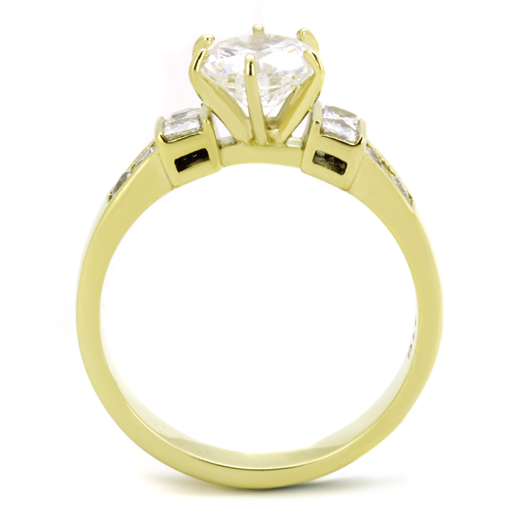 Womens Stainless Steel 316 1.25 Carat Zirconia Gold Plated Engagement Ring Image 3