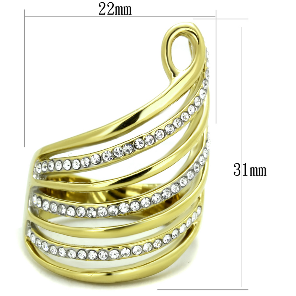 Womens Stainless Steel 316 Gold Plated Top Grade Crystal Cocktail Fashion Ring Image 2