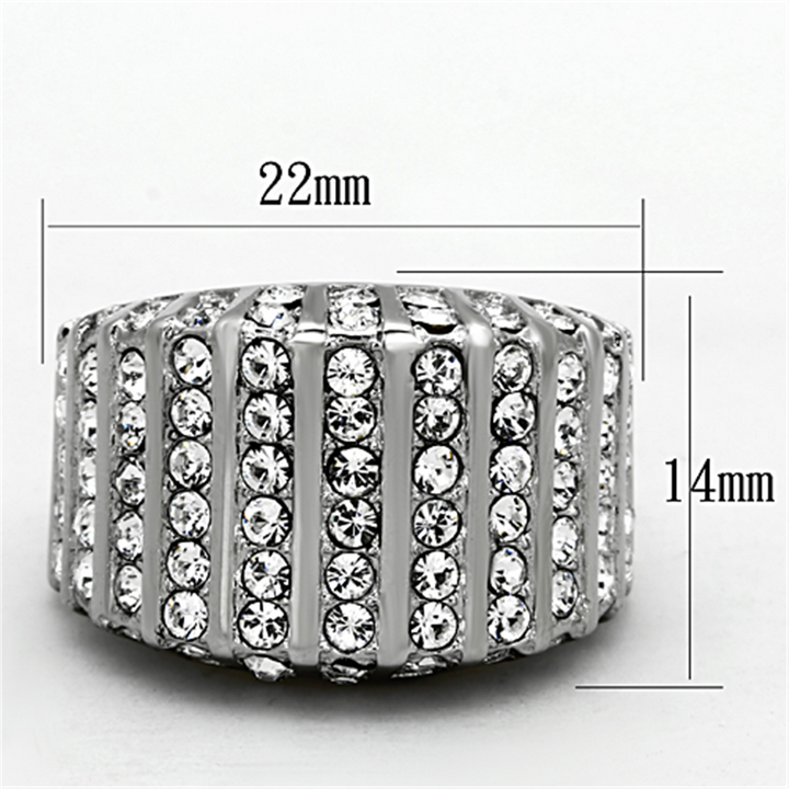 Women's Stainless Steel 316 Round Cut Cubic Zirconia Wide Band Fashion Ring Image 2