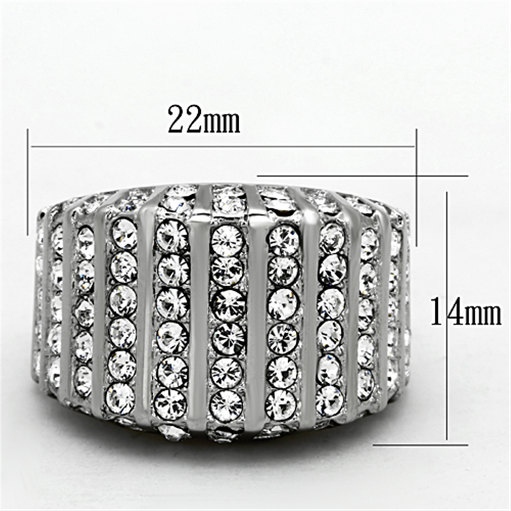 Womens Stainless Steel 316 Round Cut Cubic Zirconia Wide Band Fashion Ring Image 2
