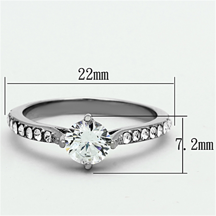 Women's Stainless Steel 316 Round Brilliant Cut Cubic Zirconia Engagement Ring Image 2