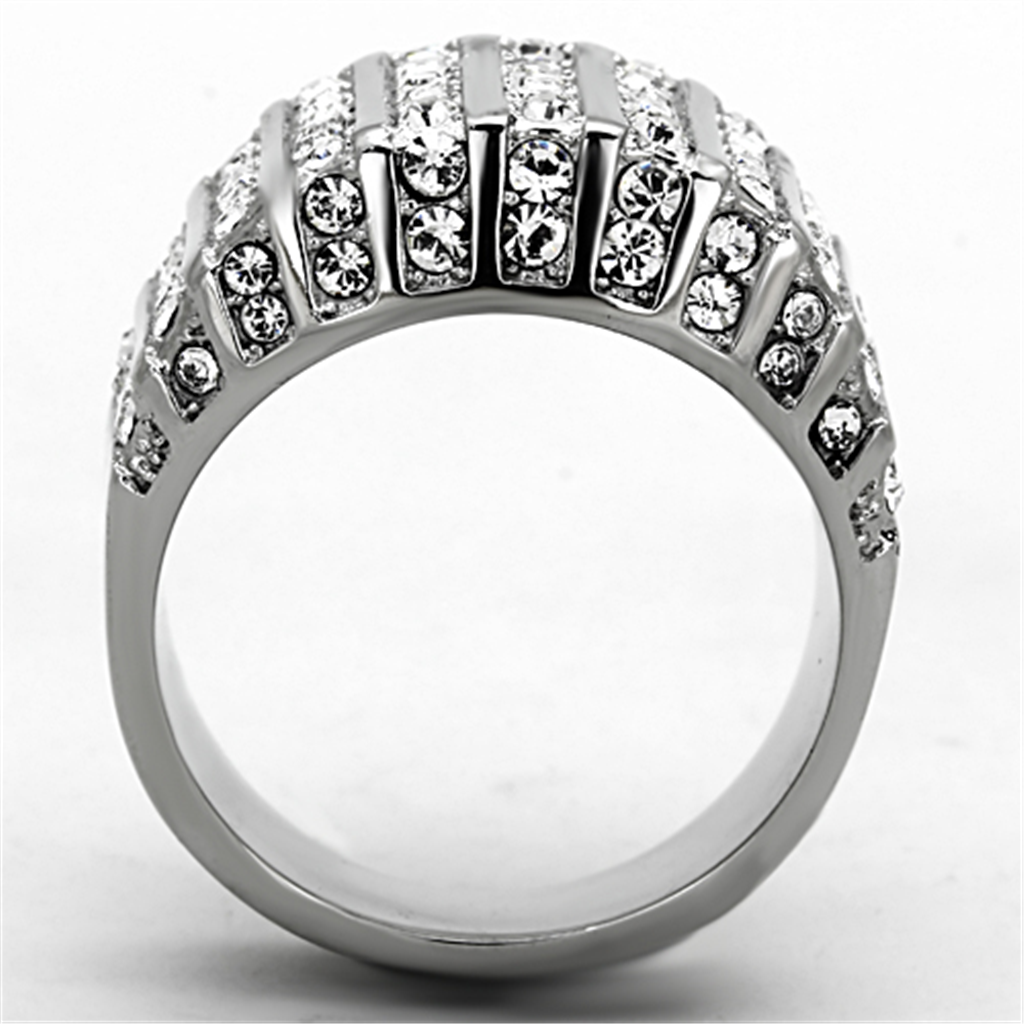 Women's Stainless Steel 316 Round Cut Cubic Zirconia Wide Band Fashion Ring Image 3
