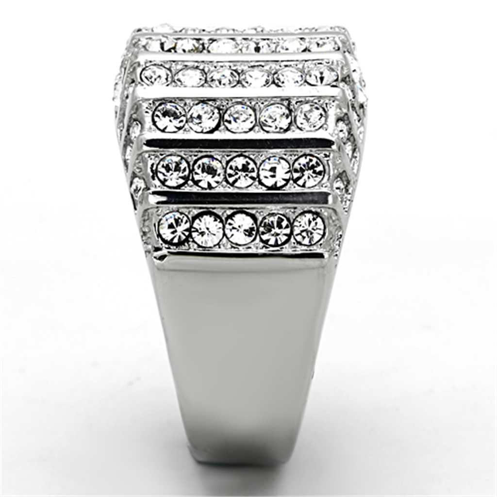 Women's Stainless Steel 316 Round Cut Cubic Zirconia Wide Band Fashion Ring Image 4