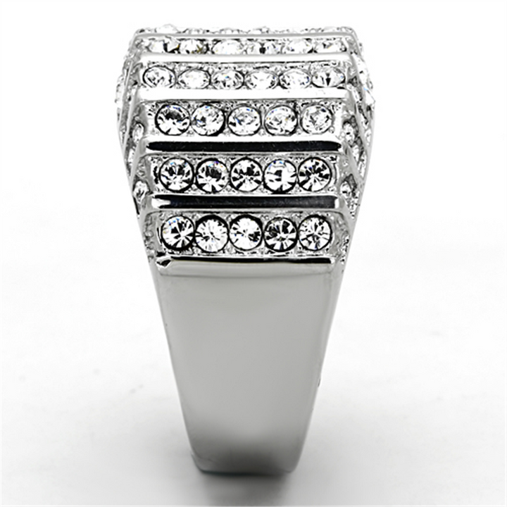 Women's Stainless Steel 316 Round Cut Cubic Zirconia Wide Band Fashion Ring Image 4