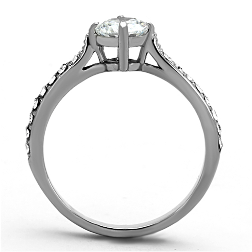 Women's Stainless Steel 316 Round Brilliant Cut Cubic Zirconia Engagement Ring Image 3