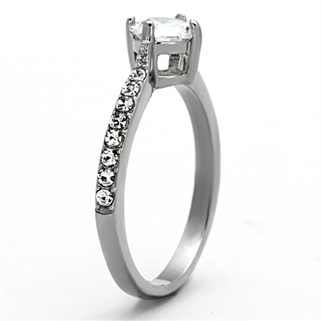 Womens Stainless Steel 316 Round Brilliant Cut Cubic Zirconia Engagement Ring Image 4