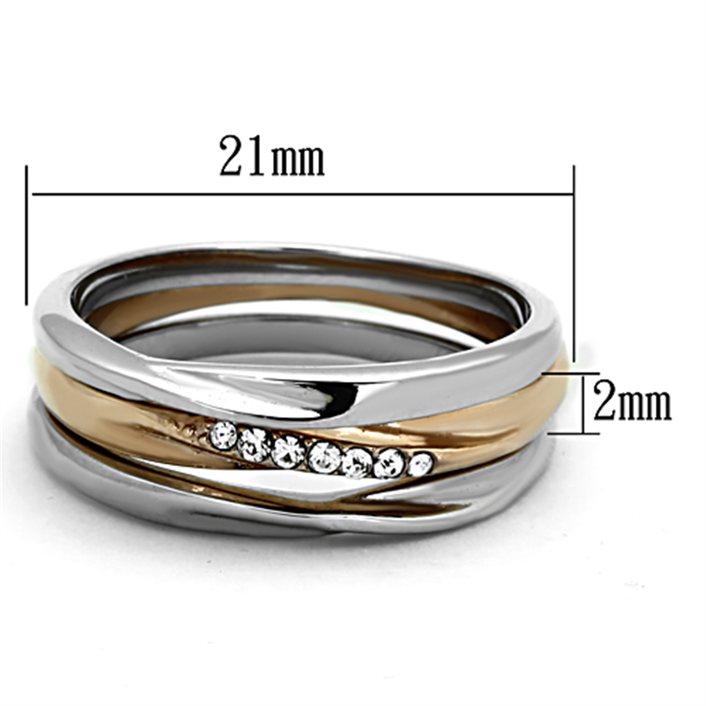 Womens Stainless Steel 316 Cubic Zirconia Two Toned 3 Piece Wedding Ring Set Image 2