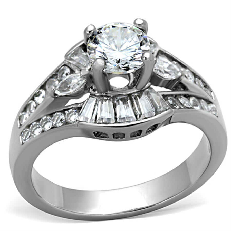 Women's Stainless Steel 316 Aaa Grade Cubic Zirconia Engagement Wedding Ring Image 1