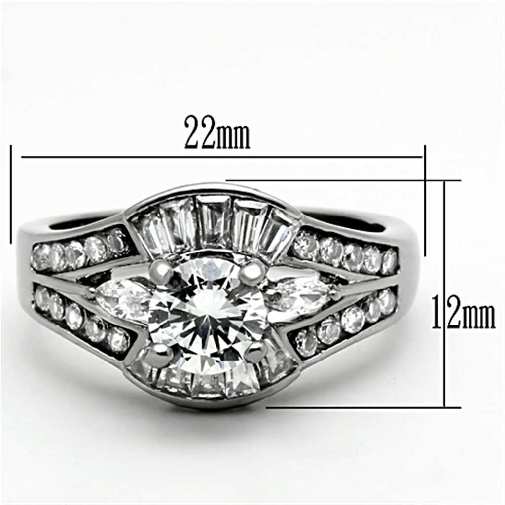 Womens Stainless Steel 316 Aaa Grade Cubic Zirconia Engagement Wedding Ring Image 2