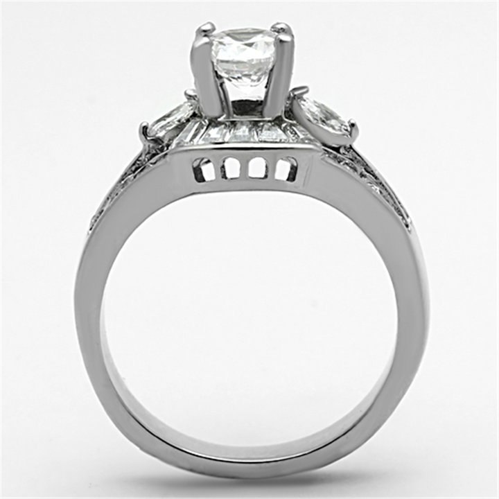 Women's Stainless Steel 316 Aaa Grade Cubic Zirconia Engagement Wedding Ring Image 3