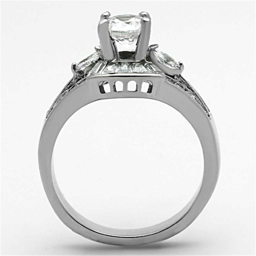 Womens Stainless Steel 316 Aaa Grade Cubic Zirconia Engagement Wedding Ring Image 3