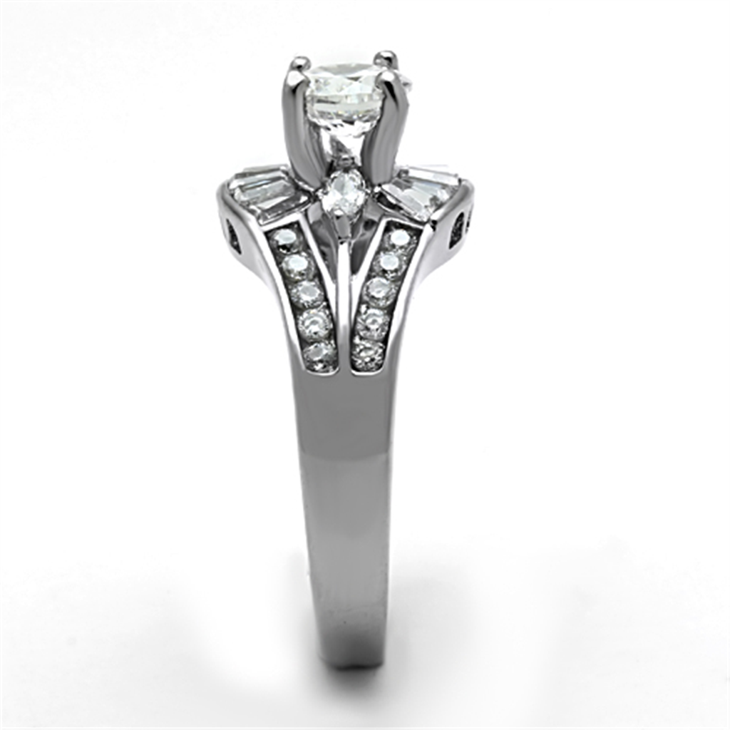 Womens Stainless Steel 316 Aaa Grade Cubic Zirconia Engagement Wedding Ring Image 4