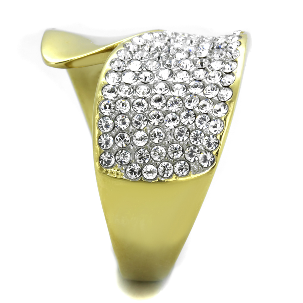 Womens Stainless Steel 316 Two Toned Plated Crystal Cocktail Fashion Ring Image 4