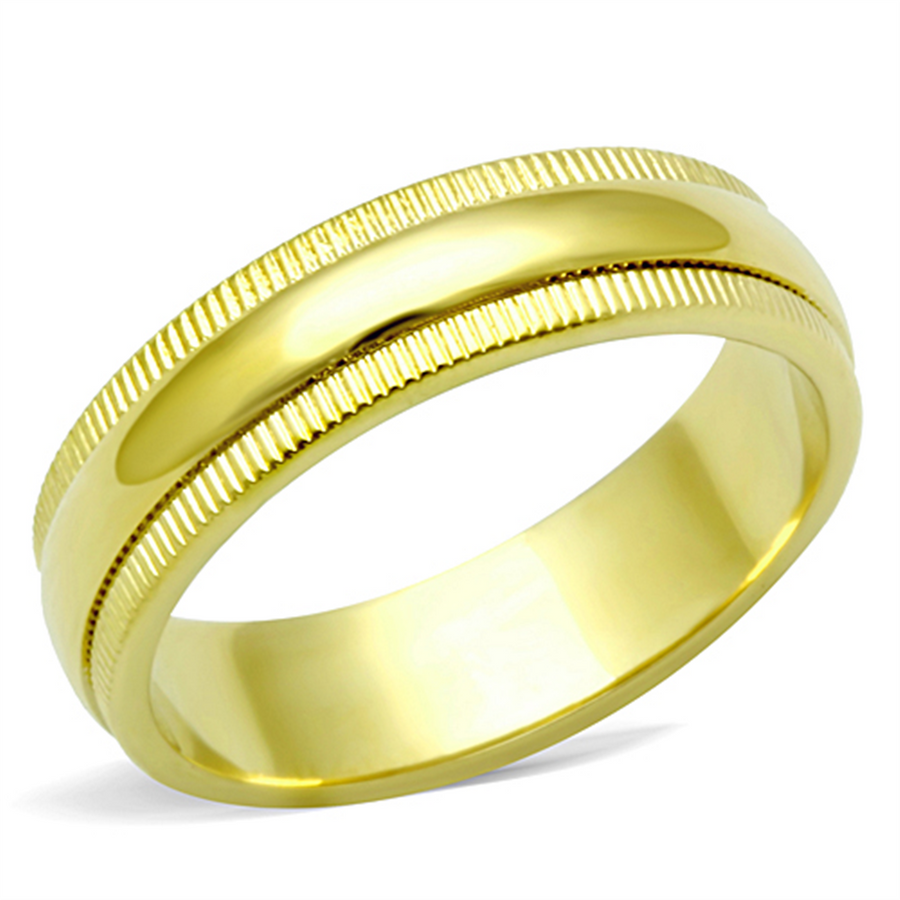 Gold Ion Plated Stainless Steel 316 5.2 Mm Wide Wedding Band Womens Sizes 5-10 Image 1