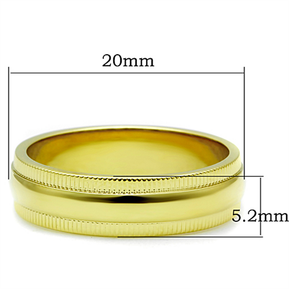 Gold Ion Plated Stainless Steel 316 5.2 Mm Wide Wedding Band Womens Sizes 5-10 Image 2