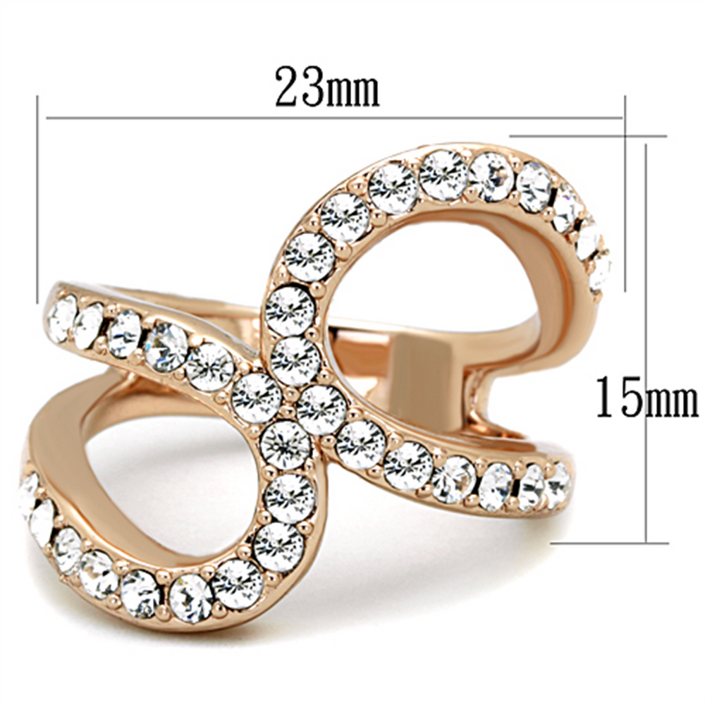 Stainless Steel Rose Gold Plated 1.02Ct Crystal Fashion Ring Womens Size 5-1 0 Image 2
